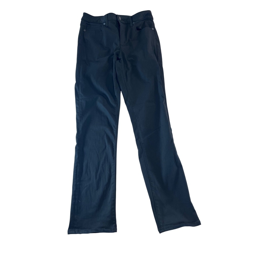 Lands End Womens Black Slim Straight Leg Pants Mid Rise Stretch‎ 5-Pocket 28x30